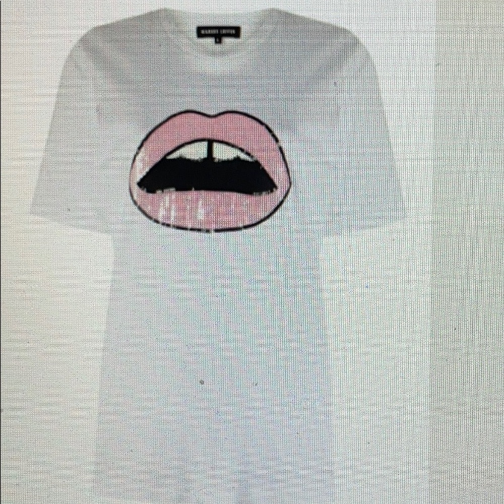 Markus Lupfer iconic sequinned lip T shirt